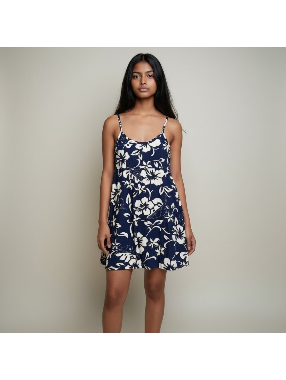 The Hawaiian Dress Girls S Small Blue Floral Sheath Short Sleeveless Cotton